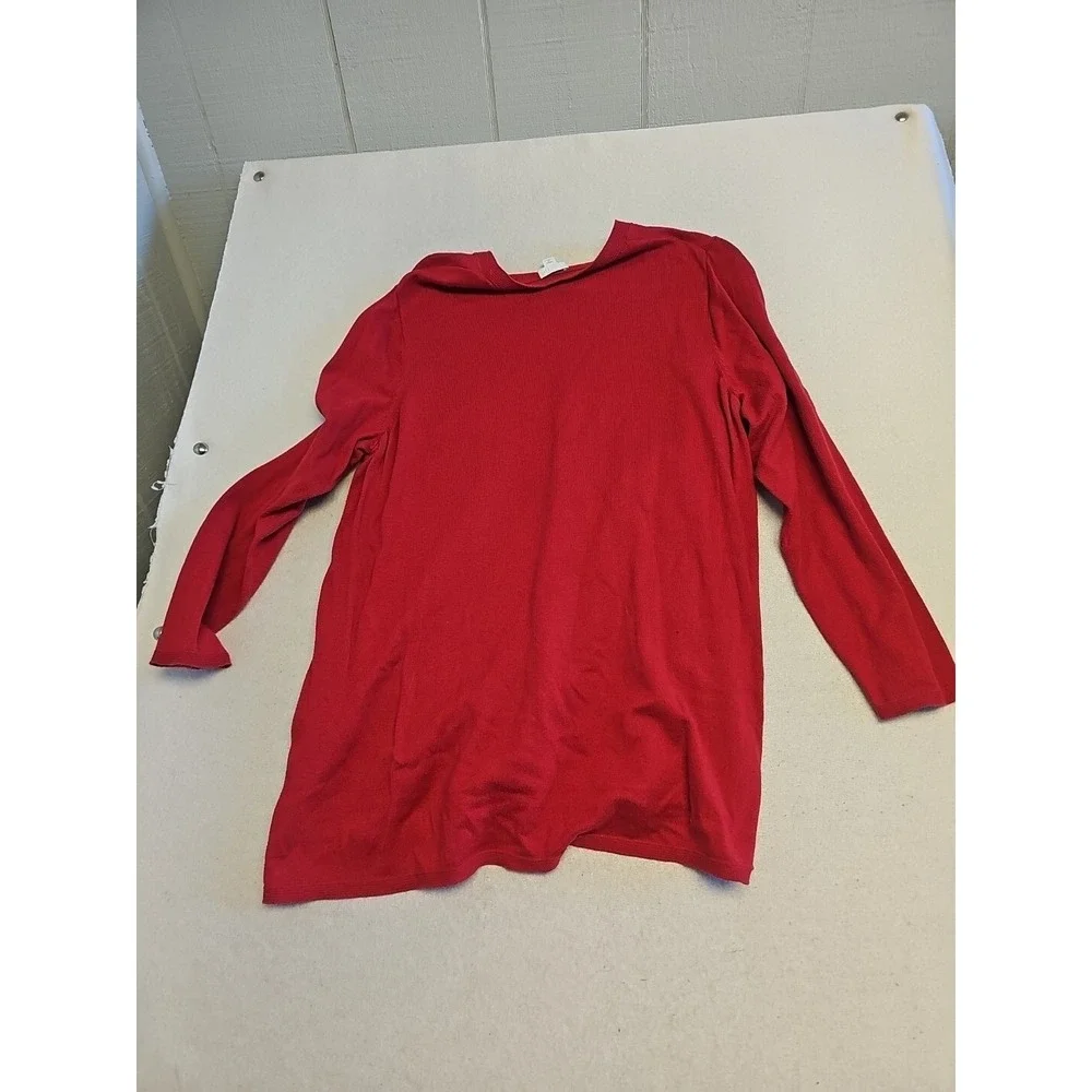J Jill Red Tunic Sweater Top Womens Plus Size 2X Lightweight Viscose Cotto Blend